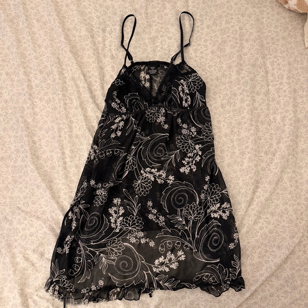 Black and White Floral Slip Dress